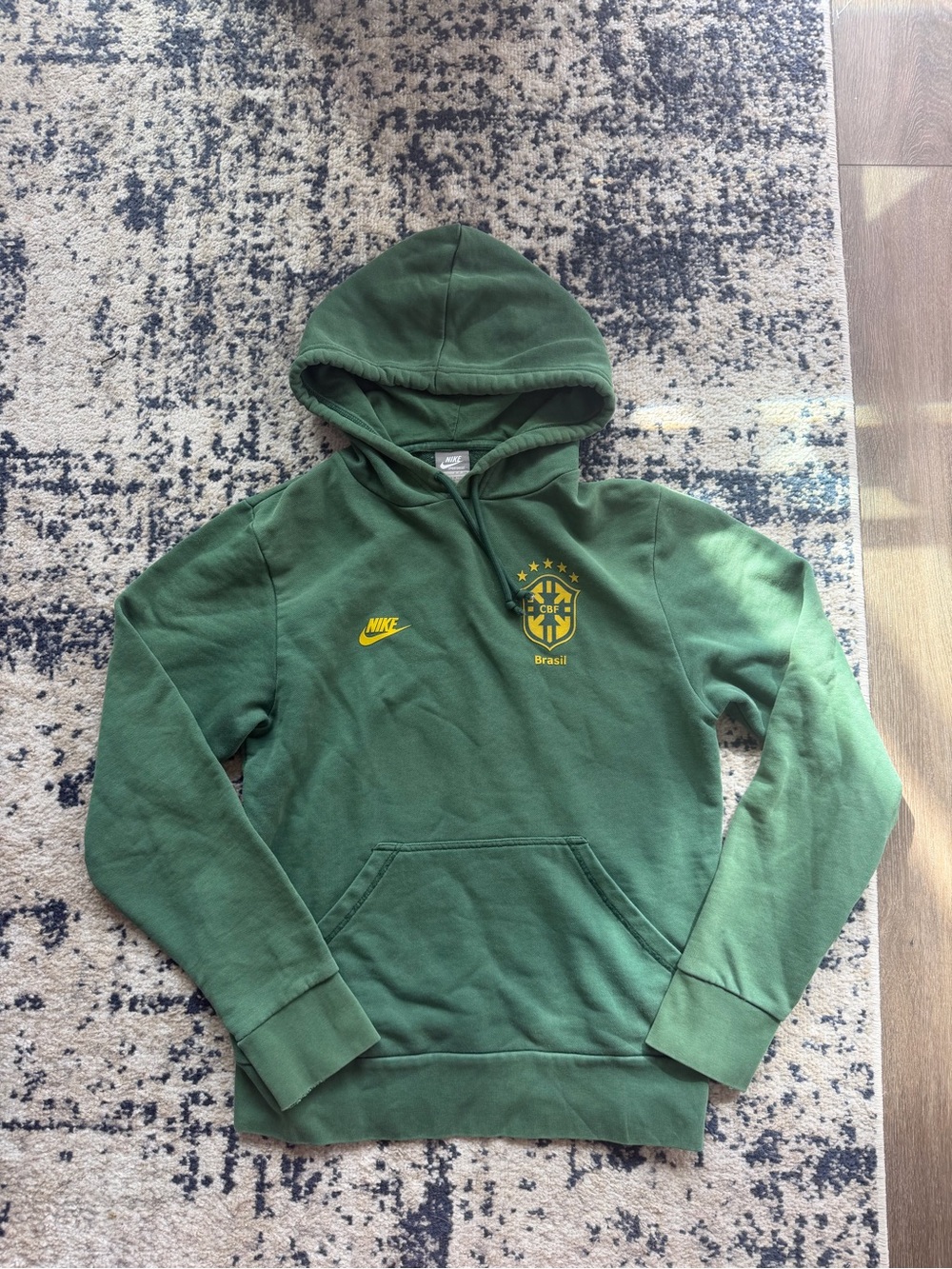Nike Green Brasil Crewneck Hoodie with Yellow Logos Portugal Limited Edition (S)